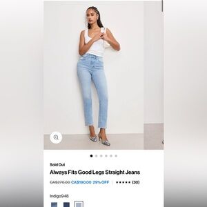 Good American Light Blue Straight Leg Jeans